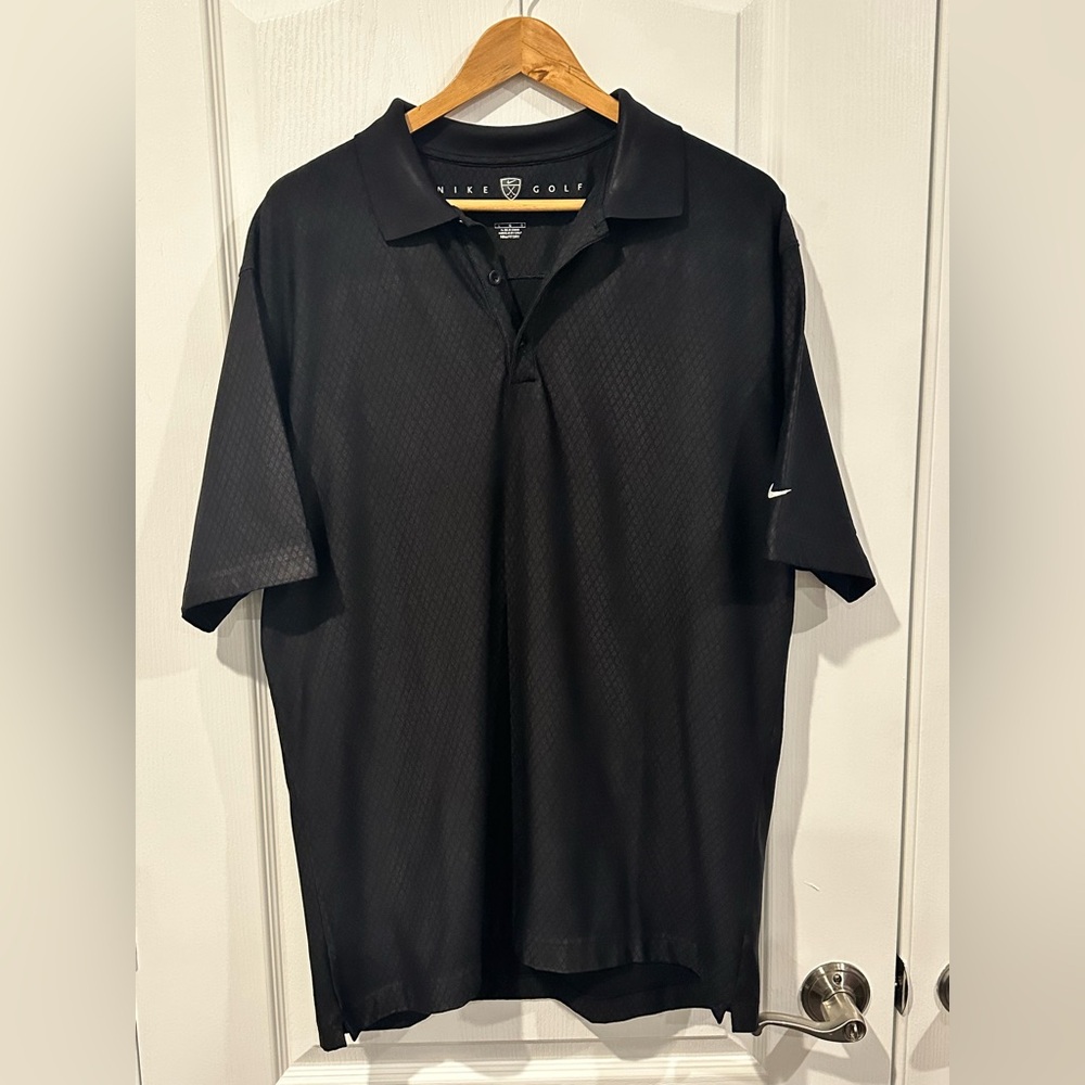 Nike Golf Men's Black Polo Short Sleeve NIKE-FIT-DRY Shirt, Size: Large